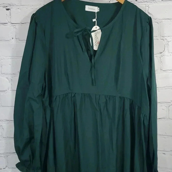 COOLMEE MATERNITY Hunter Green Long-sleeved Dress Stretchy - Picture 6 of 11